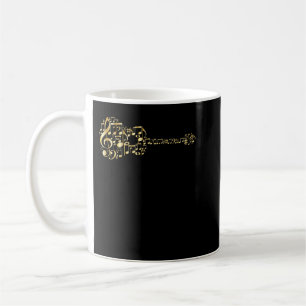 Abstract Acoustic Guitar - Gold Music Notes - Crea Coffee Mug