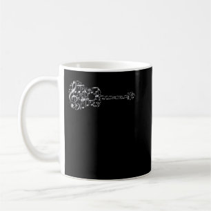 Abstract Acoustic Guitar - Silver Music Notes - Cr Coffee Mug