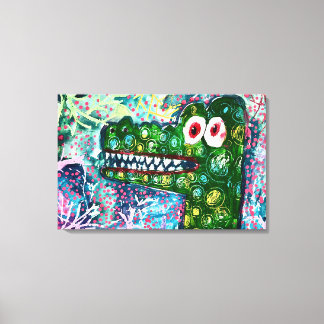 Abstract Acrylic Crocodile Kids Art Canvas Print