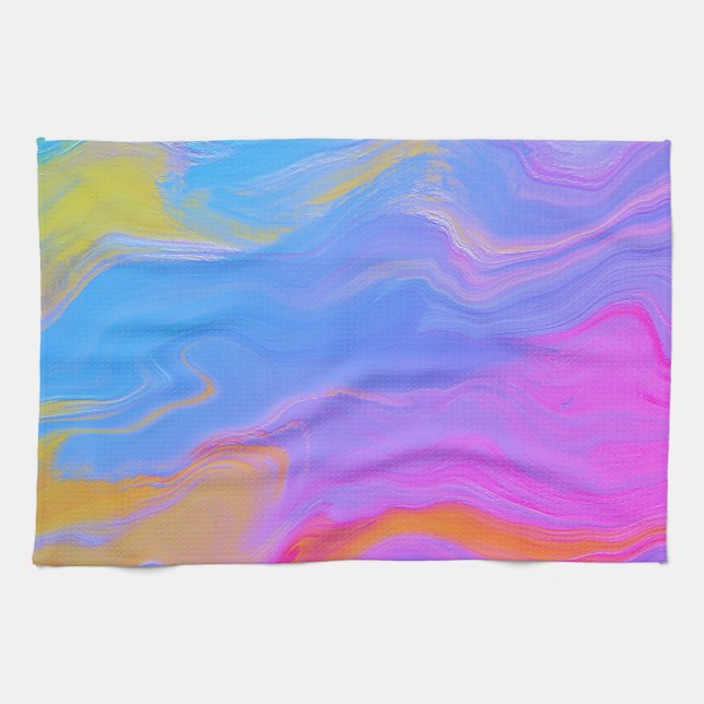 Abstract Acrylic Flow - Summer Breezes Tea Towel (Horizontal)