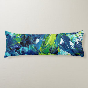 Abstract Acrylic Paint in Blue Body Cushion