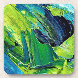 Abstract Acrylic Paint in Blue Coaster