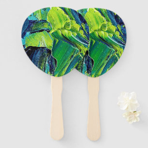 Abstract Acrylic Paint in Blue Hand Fan