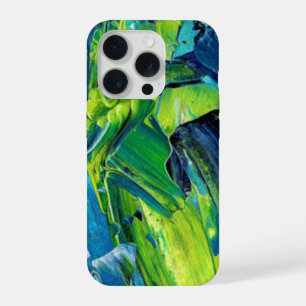 Abstract Acrylic Paint in Blue iPhone 15 Pro Case