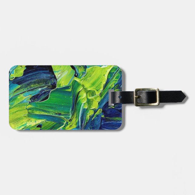 Abstract Acrylic Paint in Blue Luggage Tag (Front Horizontal)