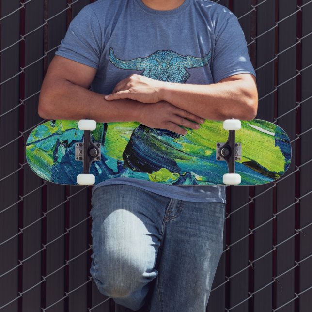 Abstract Acrylic Paint in Blue Skateboard (Outdoor 3)