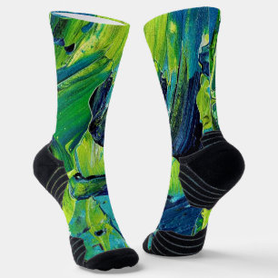 Abstract Acrylic Paint in Blue Socks