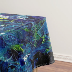 Abstract Acrylic Paint in Blue Tablecloth