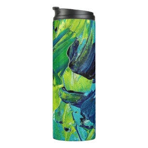 Abstract Acrylic Paint in Blue Thermal Tumbler