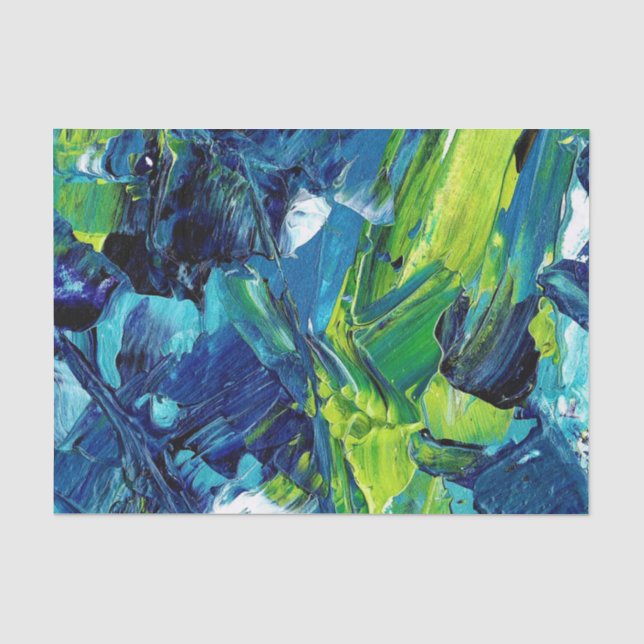 Abstract Acrylic Paint in Blue Tissue Paper (Front)