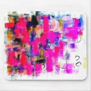 Abstract Acrylic Painting in Pink, Black, White Mouse Pad