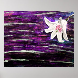 Abstract Acrylic Painting with Flower Poster