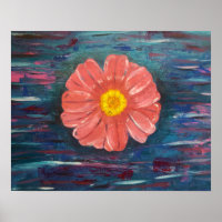 Abstract Acrylic Painting with Flower