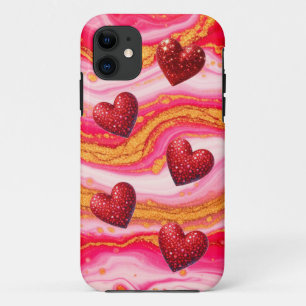 Abstract Acrylic Pour Glitter Heart Case-Mate iPhone Case