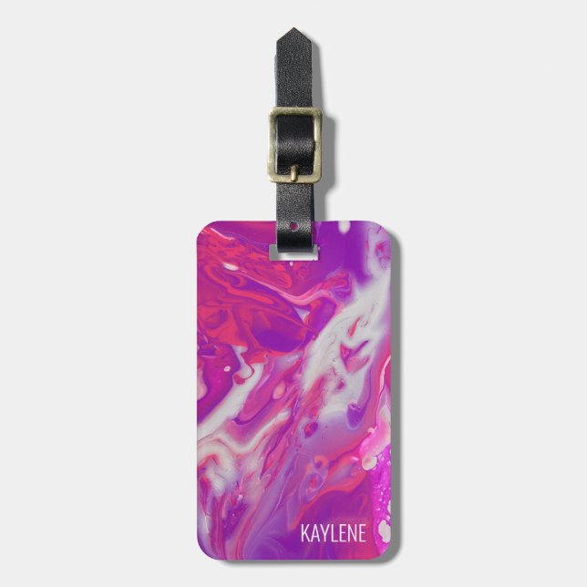 Abstract Acrylic Pour Luggage Tag (Front Vertical)