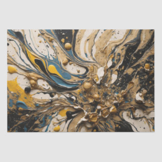 Abstract Acrylic Splash In Blue, Yellow And Black Tissue Paper