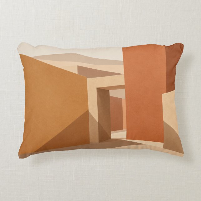 Abstract Adobe Desert Geometry Decorative Cushion (Front)