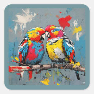 Abstract Affection: Love Birds Square Sticker
