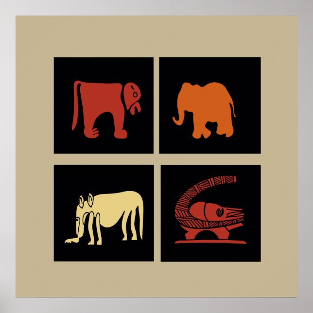 Abstract African animals art Poster (Front)