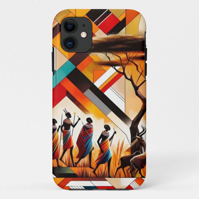 Abstract African Art Masai Geometric Case-Mate iPhone Case (Back)