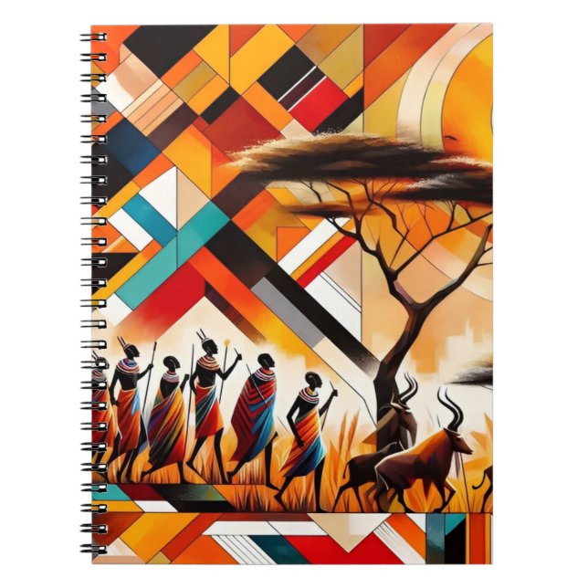 Abstract African Art Masai Geometric Notebook (Front)