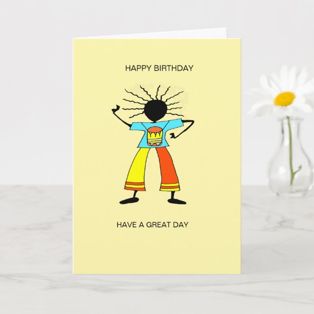 Abstract, African Art Master Drummer Birthday Card (Small Plant)