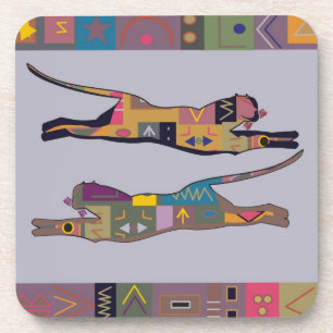 Abstract African art of leaping lions Coaster