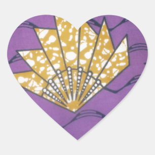 Abstract African Art: Purple Passion Waves Heart Sticker