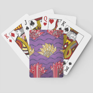 Abstract African Art: Purple Passion Waves Playing Cards