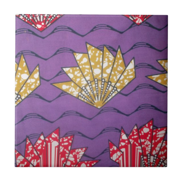 Abstract African Art: Purple Passion Waves Tile (Front)