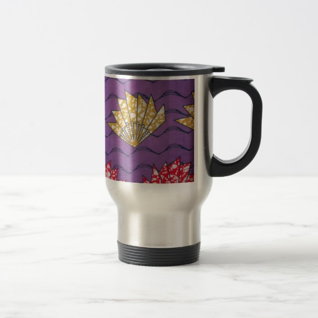 Abstract African Art: Purple Passion Waves Travel Mug (Right)