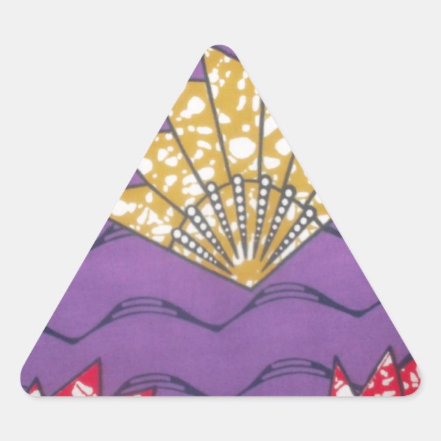 Abstract African Art: Purple Passion Waves Triangle Sticker (Front)