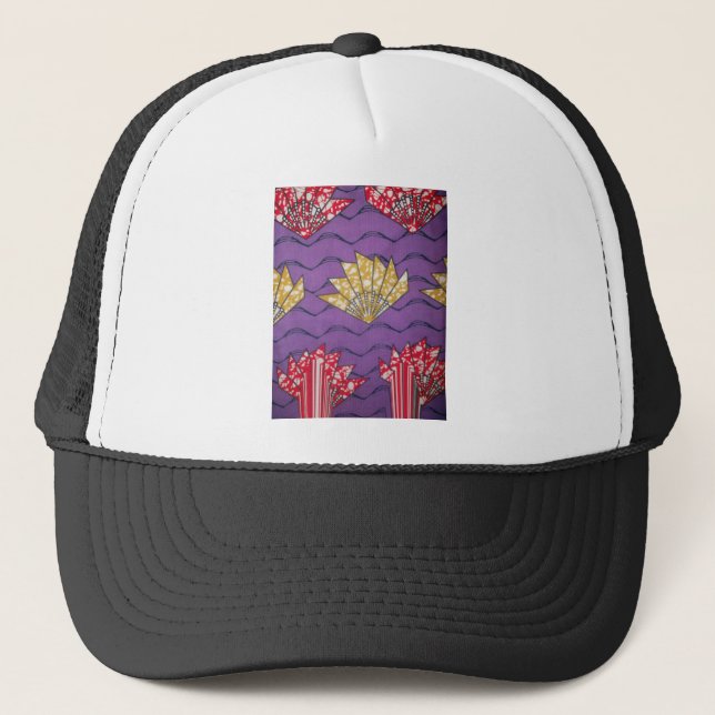 Abstract African Art: Purple Passion Waves Trucker Hat (Front)