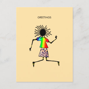 Abstract African Art Rock Star Dance Holiday Postcard