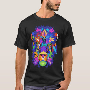 Abstract African Lion Head  Colorful Rainbow T-Shirt