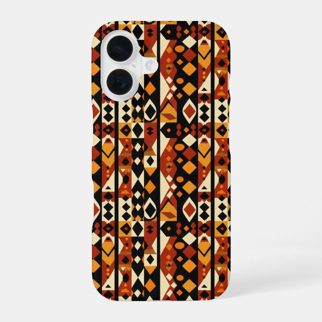 Abstract African Pattern iPhone 16 Case (Back)