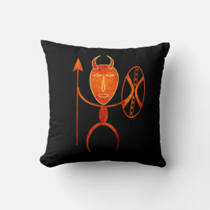 Abstract African primitive silhouette art Cushion