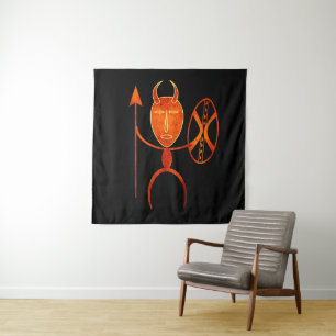 Abstract African primitive silhouette art Tapestry