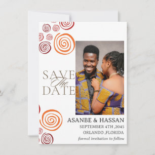 Abstract African Shape Wedding Save the Date Card