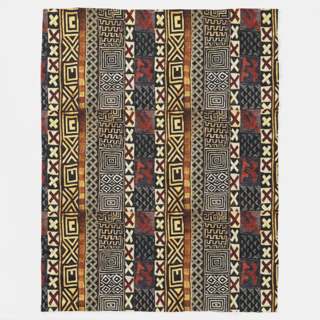 Abstract African Style Mud Cloth Design Fleece Blanket (Front)