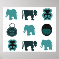 Abstract African symbol and animals art