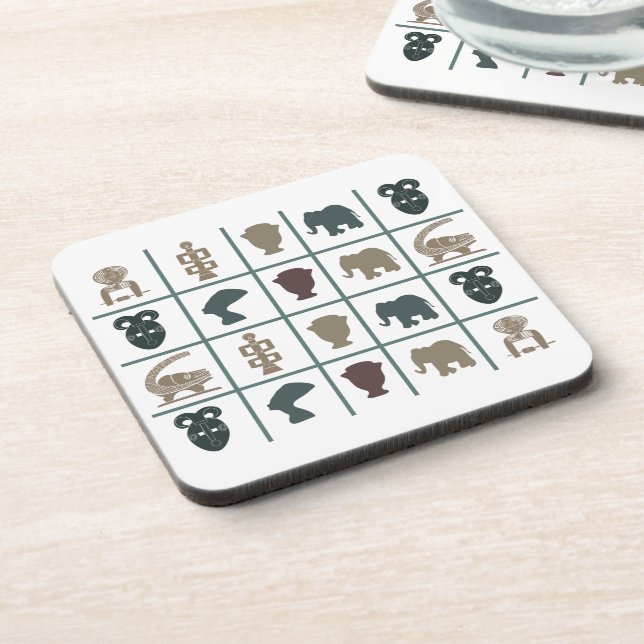 Abstract African symbol and motifs Coaster (Left Side)