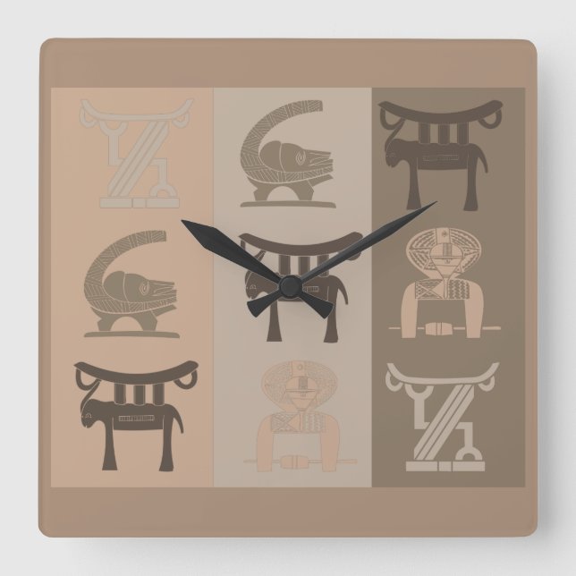 Abstract african tribal art square wall clock (Front)