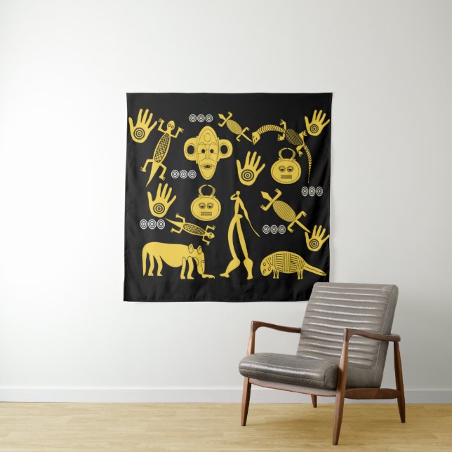 Abstract african tribal art tapestry (In Situ)