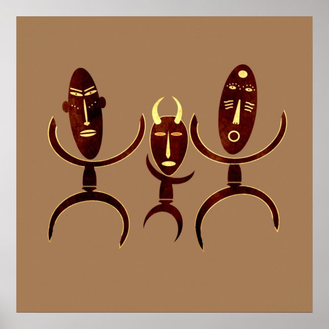 Abstract African tribal dance scene art Poster (Front)