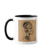 Abstract African Tribal Face Mug | Minimalist Line