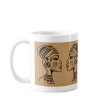 Abstract African Tribal Face Mug | Minimalist Line