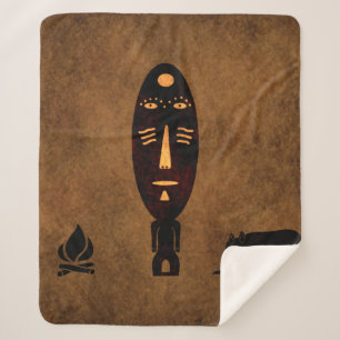 Abstract African tribal face tattoo art Sherpa Blanket
