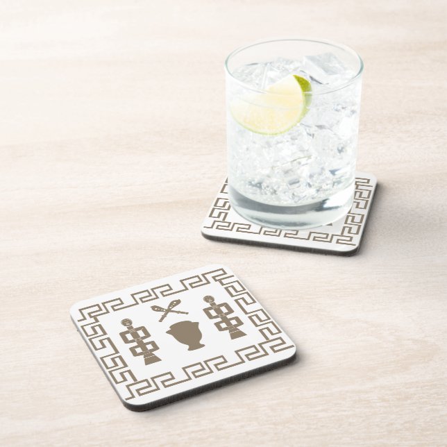 Abstract African tribal ritual scene art Coaster (Right Side)