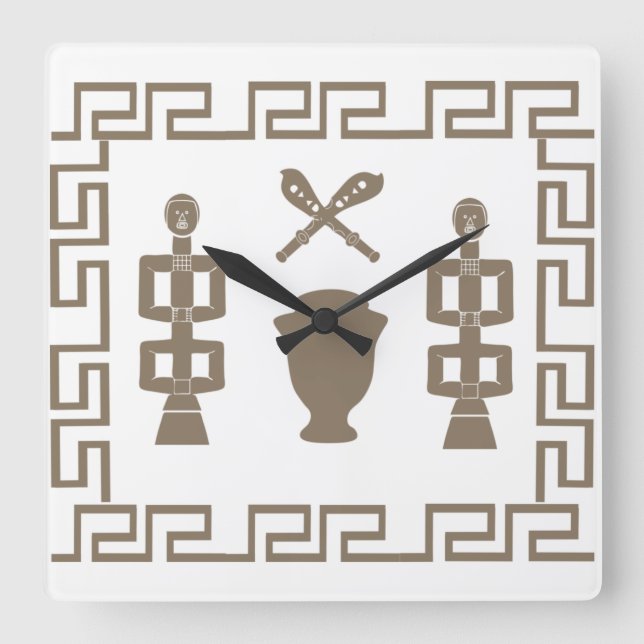 Abstract African tribal ritual scene art Square Wall Clock (Front)